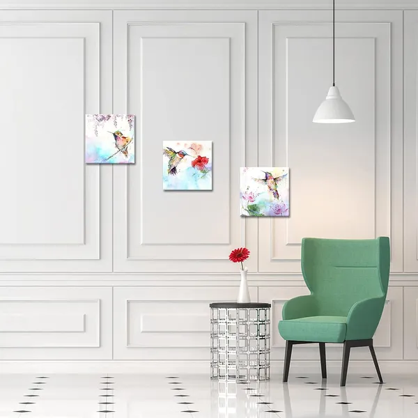 Multicolor_3Pcs_Bird_Canvas_Wall_Art_Animal_Picture_Artwork_Hummingbirds_and_Red_Purple_Flower_Canvas_Print_Abstract_Painting_Vintage_Wall_Decor_|_For_Bedroom_Office_Farmhouse_12x12inchx3pcs_(Small)