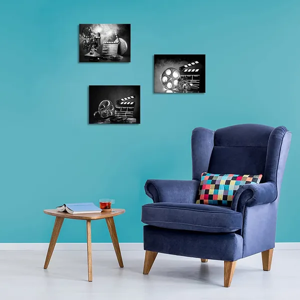 Multicolor_3_Piece_Black_and_White_Canvas_Wall_Art_Filmmaking_Concept_Scene_Pictures_Classic_Old_Fashion_Film_Reels_Poster_Artwork_|_For_Bar_Pub_Home_Movie_Theater_Media_Room_Decor_Ready_to_Hang_12x16inchx3pcs