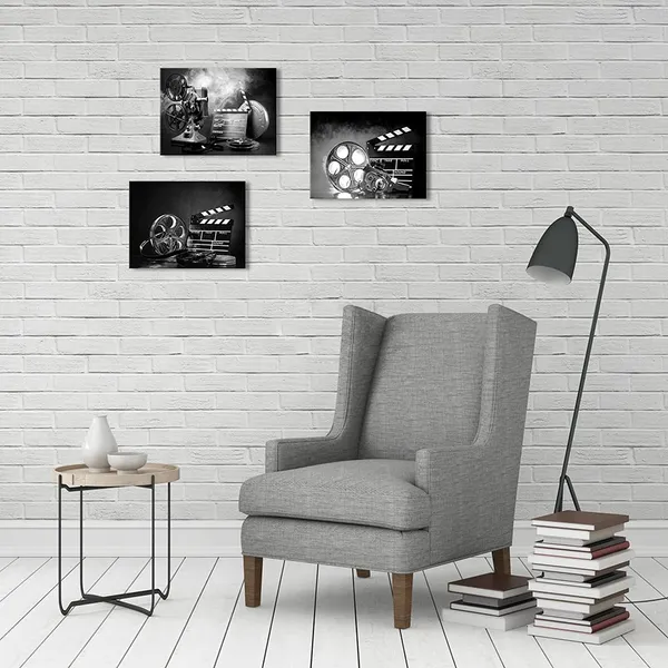 Multicolor_3_Piece_Black_and_White_Canvas_Wall_Art_Filmmaking_Concept_Scene_Pictures_Classic_Old_Fashion_Film_Reels_Poster_Artwork_|_For_Bar_Pub_Home_Movie_Theater_Media_Room_Decor_Ready_to_Hang_12x16inchx3pcs
