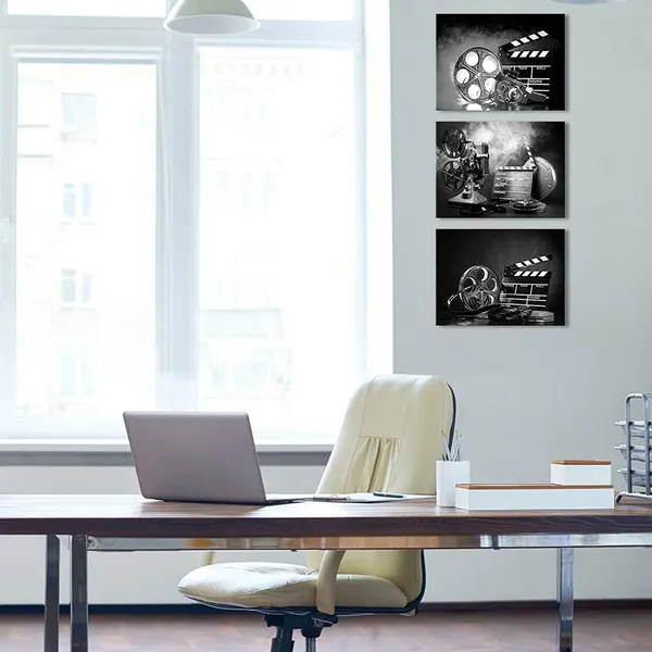 Multicolor_3_Piece_Black_and_White_Canvas_Wall_Art_Filmmaking_Concept_Scene_Pictures_Classic_Old_Fashion_Film_Reels_Poster_Artwork_|_For_Bar_Pub_Home_Movie_Theater_Media_Room_Decor_Ready_to_Hang_12x16inchx3pcs