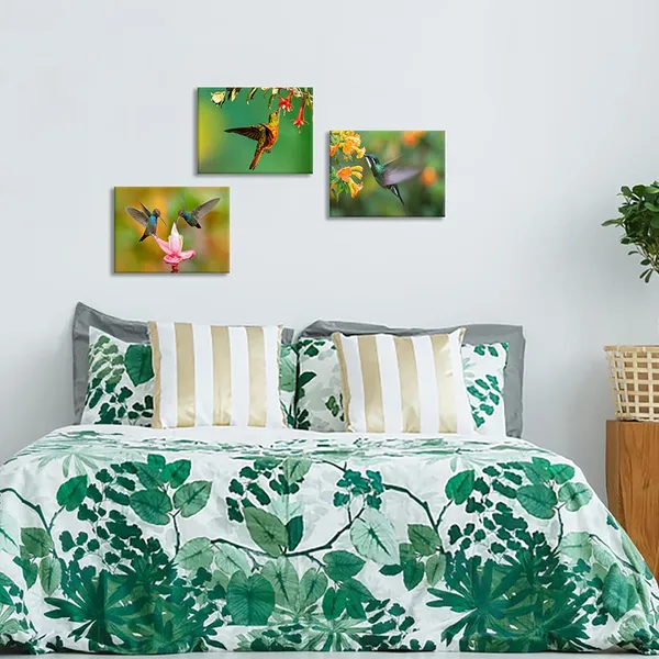 Multicolor_3Pcs_Hummingbirds_with_Flowers_Canvas_Wall_Art_Print_Bird_Poster_Artwork_Farmhouse_Floral_Painting_Picture_|_For_Girl_Room_Bedroom_Home_Decoration_12x16inchx3pcs