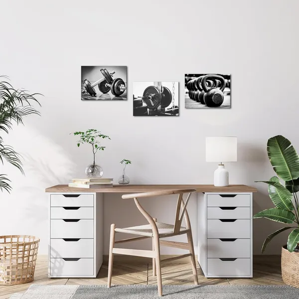 Multicolor_3_Pieces_Fitness_Gym_Canvas_Wall_Art_Black_and_White_Dumbbells_Barbell_Kettlebell_Pictures_Painting_Weightlifting_Training_print_poster_|_For_Home_Decor_Sports_Room_Framed_Ready_to_Hang