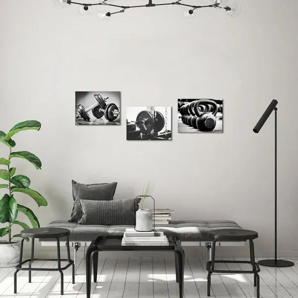 Multicolor_3_Pieces_Fitness_Gym_Canvas_Wall_Art_Black_and_White_Dumbbells_Barbell_Kettlebell_Pictures_Painting_Weightlifting_Training_print_poster_|_For_Home_Decor_Sports_Room_Framed_Ready_to_Hang