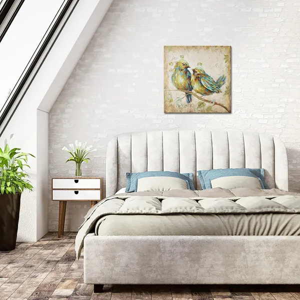 Multicolor_Animal_Canvas_Wall_Art_Birds_Couple_on_Tree_Branch_Picture_Family_Love_Rustic_Wall_Decor_Framed_Artwork_|_For_Kids_Vintage_Oil_Painting_Art_Prints_|_For_Bathroom_Kitchen_Office_24x24inch