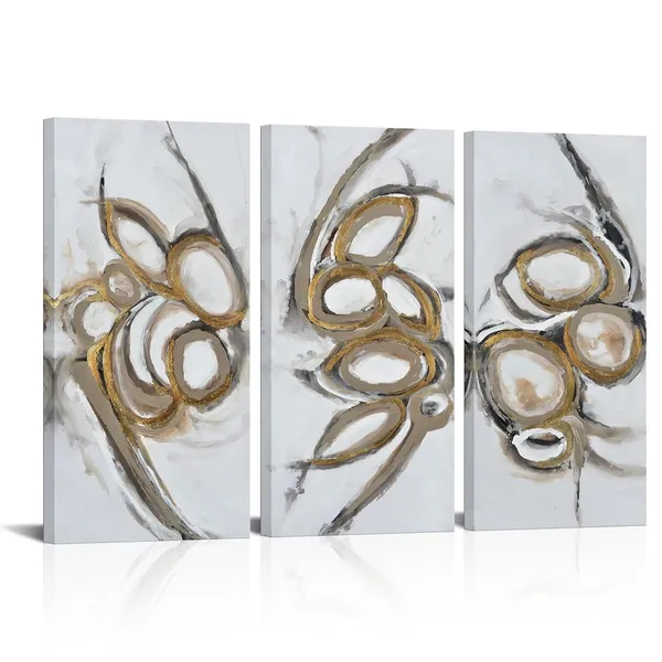 Multicolor_3_Piece_Large_Abstract_Canvas_Wall_Art_White_and_Gold_Foil_Textured_Painting_Print_|_For_Living_room_Modern_Minimalist_Line_Poster_Artwork_Framed_Home_Decor_|_For_Bedroom_Office_12x24inchx3pcs