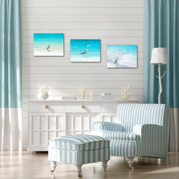 Multicolor_3_Pieces_Blue_Heron_Canvas_Wall_Art_Sea_Bird_on_Coastal_Beach_Painting_Picture_Wild_Animal_Contemporary_Prints_Poster_Framed_|_For_Home_Living_Room_Bedroom_Decor_12x16inchx3pcs