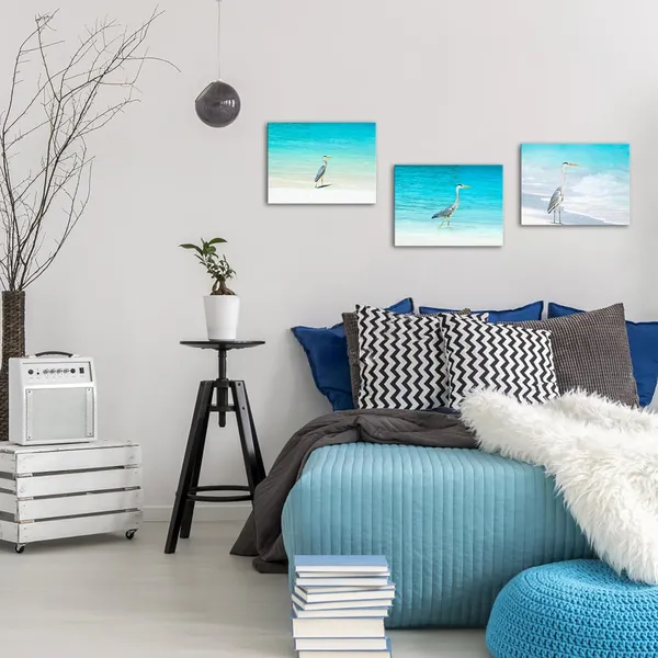 Multicolor_3_Pieces_Blue_Heron_Canvas_Wall_Art_Sea_Bird_on_Coastal_Beach_Painting_Picture_Wild_Animal_Contemporary_Prints_Poster_Framed_|_For_Home_Living_Room_Bedroom_Decor_12x16inchx3pcs