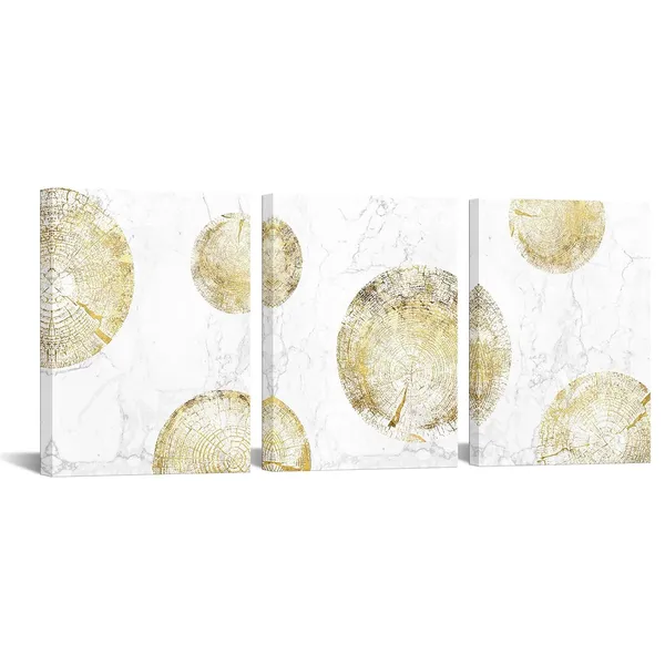 Multicolor_3_Pieces_White_and_Gold_Tree_Ring_Canvas_Wall_Art_Golden_Annual_Rings_Print_Poster_Nature_Textured_Marble_Picture_Artwork_Framed_|_For_Modern_Home_Decor_Living_Room_Bedroom_12x16inchx3pcs