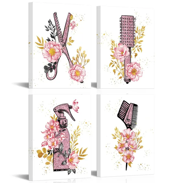 Multicolor_Beauty_Salon_Wall_Art_Haircut_Tools_Painting_Hair_Salon_Barbershop_Pictures_Hairdresser_Wall_Decor_Fashion_Cosmetic_Canvas_Art_Painting_Gifts_|_For_Hair_Stylists_Woman_Framed