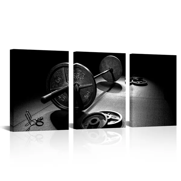 Multicolor_3_Piece_Weightlifting_Wall_Art_Gym_Training_Painting_Poster_Prints_on_Canvas_Black_White_Modular_Dumbbells_Pictures_Art_|_For_Bedroom_Bathroom_Home_Wall_Decor_Easy_to_Hang