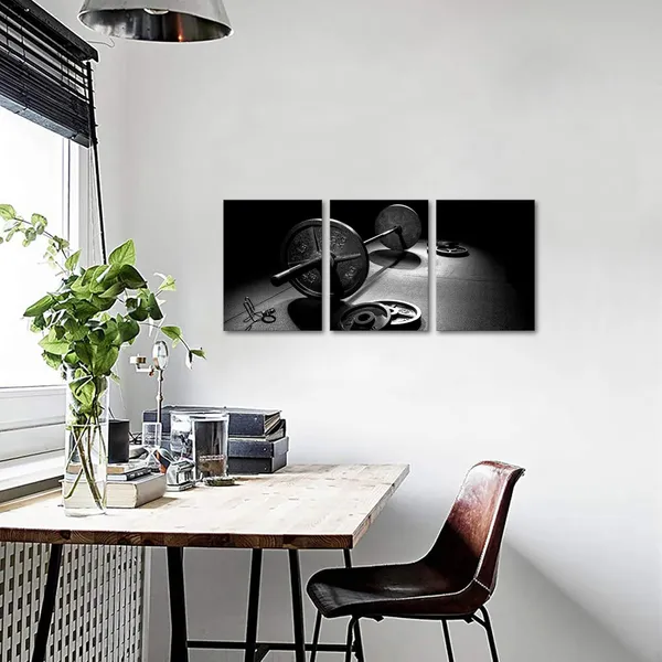 Multicolor_3_Piece_Weightlifting_Wall_Art_Gym_Training_Painting_Poster_Prints_on_Canvas_Black_White_Modular_Dumbbells_Pictures_Art_|_For_Bedroom_Bathroom_Home_Wall_Decor_Easy_to_Hang