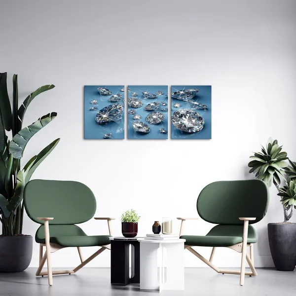 Multicolor_3_Piece_Wall_Art_Luxury_Diamonds_on_Blue_Background_Picture_Canvas_Prints_Gemstone_Fashion_Artwork_Painting_|_For_Women_Girla_Bedroom_Decor_Stretched_Framed_Hanging_Posters_|_For_Living_Room