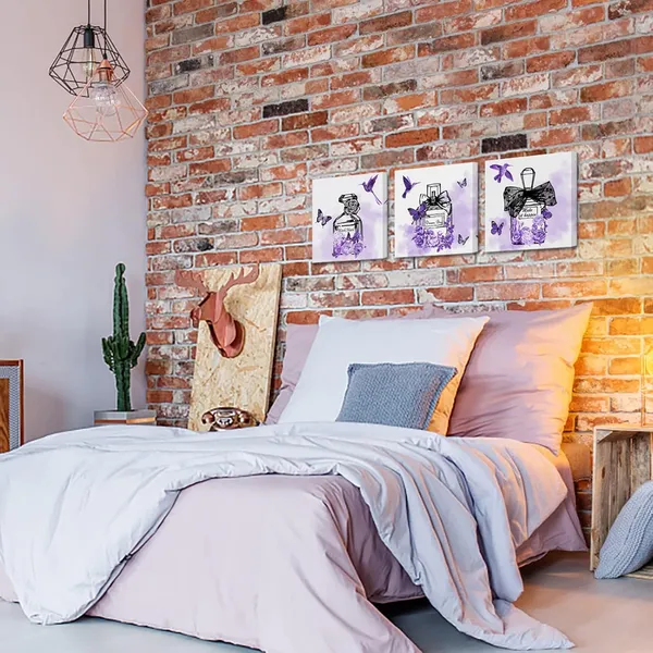 Multicolor_3_Piece_Fashion_Canvas_Wall_Art_Purple_Flower_Perfume_Painting_Print_Women_Bedroom_Decor_Makeup_Picture_Art_Modern_Girls_Room_Dress_Up_Room_Wall_Decoration_Framed_Ready_to_Hang