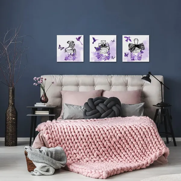 Multicolor_3_Piece_Fashion_Canvas_Wall_Art_Purple_Flower_Perfume_Painting_Print_Women_Bedroom_Decor_Makeup_Picture_Art_Modern_Girls_Room_Dress_Up_Room_Wall_Decoration_Framed_Ready_to_Hang