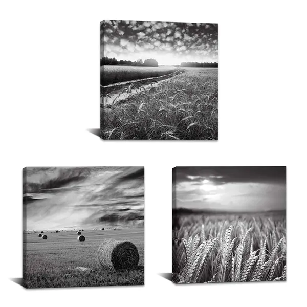 Multicolor_3_Piece_Canvas_Wall_Art_|_For_Kitchens_Black_and_White_Wheat_Field_Picture_Wall_Decor_Texas_Countryside_Landscape_Painting_Modern_Home_Farmhouse_Decoration_Stretched_and_Framed_Ready_to_Hang