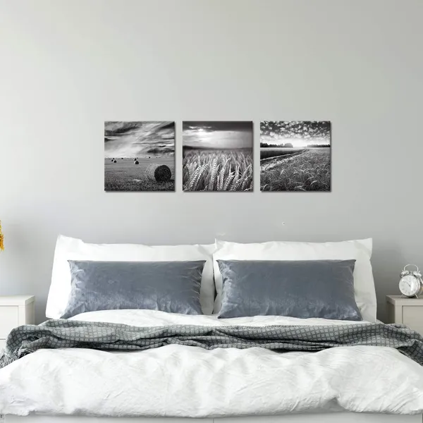 Multicolor_3_Piece_Canvas_Wall_Art_|_For_Kitchens_Black_and_White_Wheat_Field_Picture_Wall_Decor_Texas_Countryside_Landscape_Painting_Modern_Home_Farmhouse_Decoration_Stretched_and_Framed_Ready_to_Hang