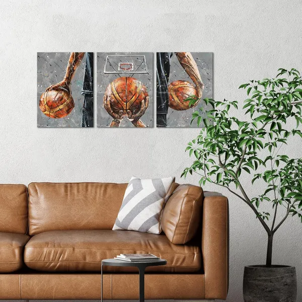 Multicolor_3_Piece_Basketball_Wall_Art_|_For_Boys_Bedroom_Decor_Sports_Picture_Canvas_Print_Gift_|_For_Basketball_Fans_Grey_and_Red_Painting_Home_Men_Office_Living_Room_Bathroom_Gym_Decoration_Gallery_Wrapped