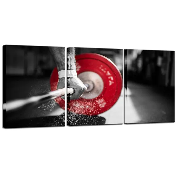 Multicolor_3_Piece_Black_and_Red_Canvas_Wall_Art_Weightlifting_Pictures_Painting_Gym_Training_Poster_Prints_on_Canvas_Art_|_For_Bedroom_Bathroom_Stretched_and_Framed_Easy_To_Hang_12"x16"x3pcs