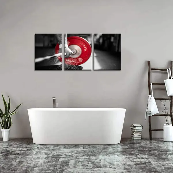 Multicolor_3_Piece_Black_and_Red_Canvas_Wall_Art_Weightlifting_Pictures_Painting_Gym_Training_Poster_Prints_on_Canvas_Art_|_For_Bedroom_Bathroom_Stretched_and_Framed_Easy_To_Hang_12"x16"x3pcs