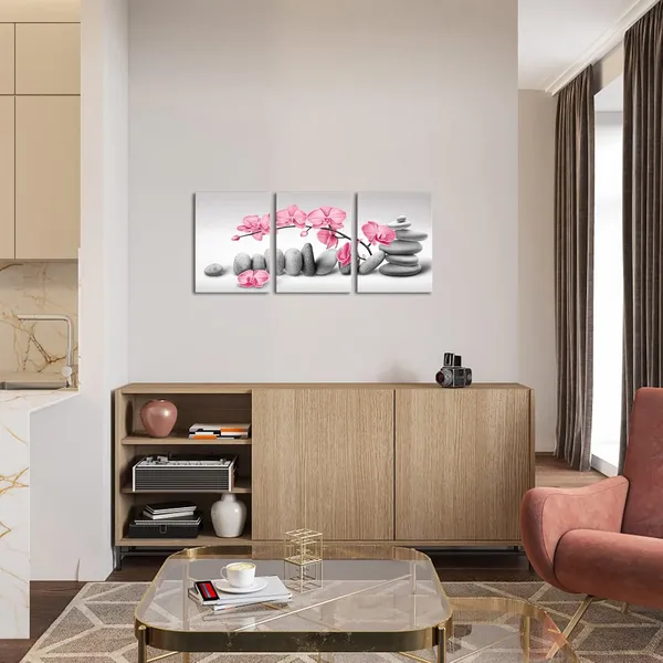 Multicolor_3_Piece_Orchid_Flower_Painting_Wall_Art_Zen_Stones_Pink_Floral_Pictures_Prints_Peaceful_Meditation_Artwork_Home_Bedroom_Bathroom_Yoga_Room_Spa_Decoration_Ready_to_Hang