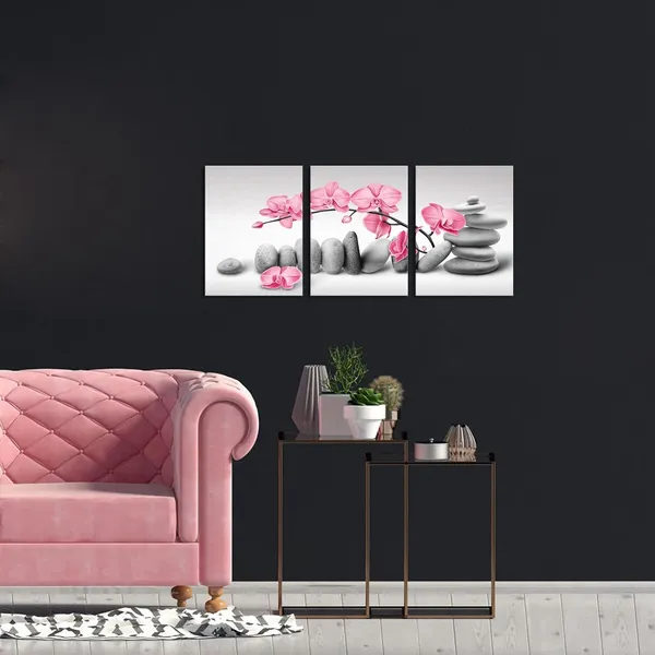 Multicolor_3_Piece_Orchid_Flower_Painting_Wall_Art_Zen_Stones_Pink_Floral_Pictures_Prints_Peaceful_Meditation_Artwork_Home_Bedroom_Bathroom_Yoga_Room_Spa_Decoration_Ready_to_Hang