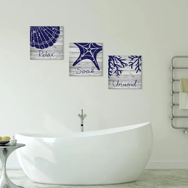 Multicolor_3_Pieces_Bathroom_Canvas_Wall_Art_Relax_Soak_Unwind_Navy_Blue_Beach_Painting_Artwork_Prints_Seashell_Starfish_Coastal_Canvas_Prints_Home_Nursery_Kids_Room_Decor