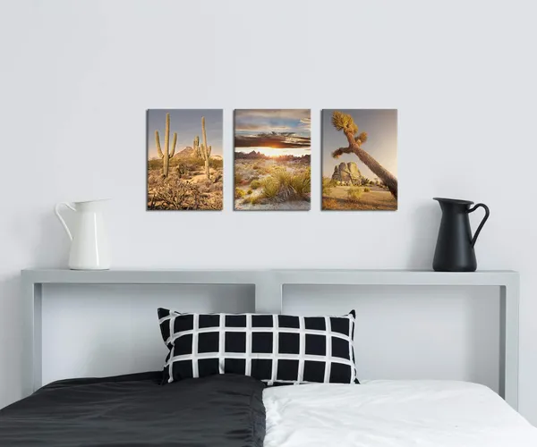 Multicolor_3_PCS_Canvas_Wall_Art_Print_Joshua_Tree_National_Park_Poster_Southwest_Cali|_Fornia_Desert_at_Sunset_Landscape_Picture_Painting_Canvas_|_For_Living_Room_Bedroom_Decoration_Framed_Ready_to_Hang_12"x16"3pcs