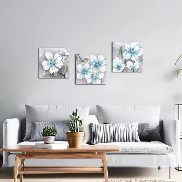 Multicolor_Modern_Bathroom_Wall_Art_3_Piece_Magnolia_Flower_Picture_Wall_Decor_Blue_and_White_Floral_Painting_Still_Life_Artwork_Home_Bedroom_Kitchen_Framed_Ready_to_Hang