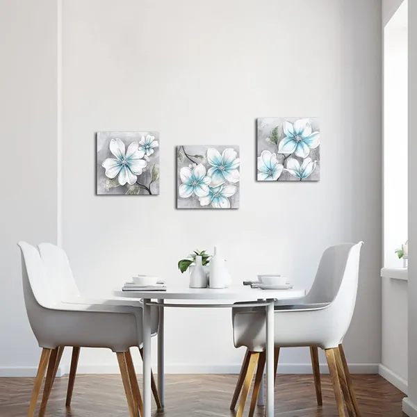 Multicolor_Modern_Bathroom_Wall_Art_3_Piece_Magnolia_Flower_Picture_Wall_Decor_Blue_and_White_Floral_Painting_Still_Life_Artwork_Home_Bedroom_Kitchen_Framed_Ready_to_Hang
