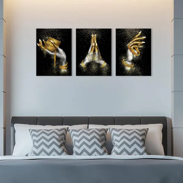 Multicolor_African_American_Wall_Art_Women_Girl_Hand_with_Gold_Accessories_Picture_Canvas_Print_Fashion_Gold_Black_Woman_Art_Painting_Poster_Framed_Home_Bedroom_Bathroom_Decoration