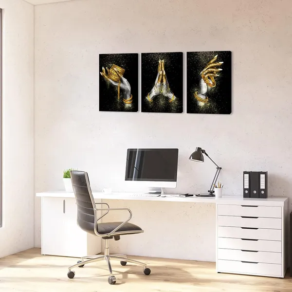 Multicolor_African_American_Wall_Art_Women_Girl_Hand_with_Gold_Accessories_Picture_Canvas_Print_Fashion_Gold_Black_Woman_Art_Painting_Poster_Framed_Home_Bedroom_Bathroom_Decoration