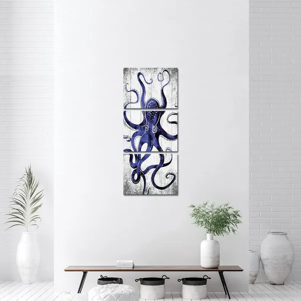 Multicolor_3_Piece_Octopus_Wall_Art_Painting_Navy_Blue_Ocean_Animal_Picture_Print_on_Canvas_Sea_Artwork_|_For_Bathroom_Bedroom_Home_Decor_Decoration_Gift_Easy_to_Hang_12"x16"x3PCS