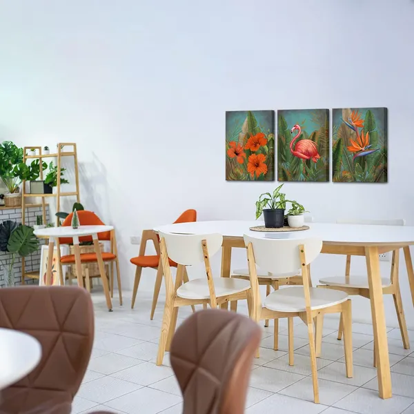 Multicolor_3_Pieces_Flamingo_Canvas_Wall_Art_Green_Tropical_Plant_Orange_Floral_Painting_Canvas_Prints_Animal_Picture_Framed_Posters_Hanging_Artwok_|_For_Home_Living_Room_Bedroom_Decoration