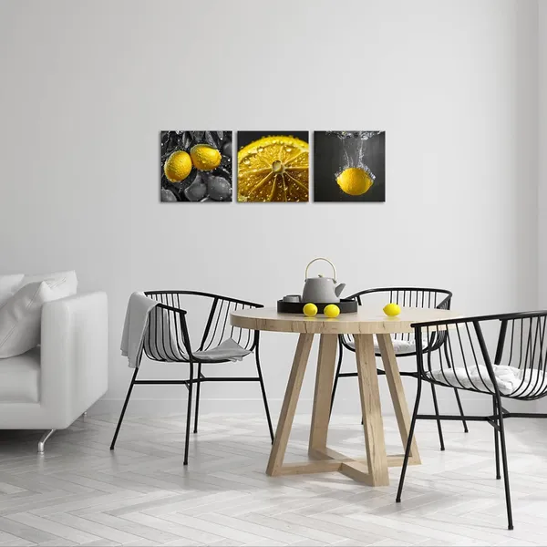 Multicolor_Lemon_Kitchen_Wall_Art_Yellow_and_Grey_Fruit_Picture_Prints_on_Canvas_Fresh_Lemon_and_Waterdrops_Dining_Room_Decor_Gallery_Wrapped