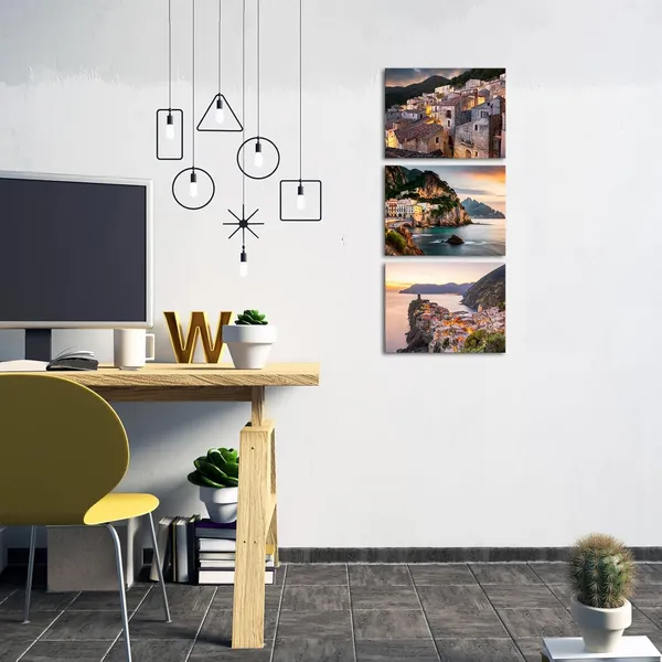 Multicolor_Mediterranean_Villa_Canvas_Wall_Art_Italy_Seaside_Picture_Prints_Wall_Decor_Gallery_Wrapped_12x16_inch_x3pcs