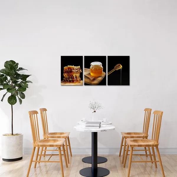 Multicolor_Honeycomb_Canvas_Art_Black_and_Gold_Picture_Painting_|_For_Dining_Room_Kitchen_Farmhouse_Wall_Decor_Seasoning_Artwork_Gift_|_For_Chef_Framed_12"x16"_Each_(Small)