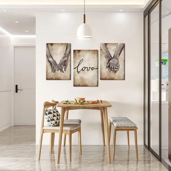 Multicolor_3_Piece_Hand_in_Hand_Painting_Print_Love_Sign_Promise_Canvas_Wall_Art_Romantic_Decorative_Picture_Gift_|_For_Couple_Lovers_Anniversary_Bedroom_Living_Room_Bathroom_16"x24"x3pcs_Framed