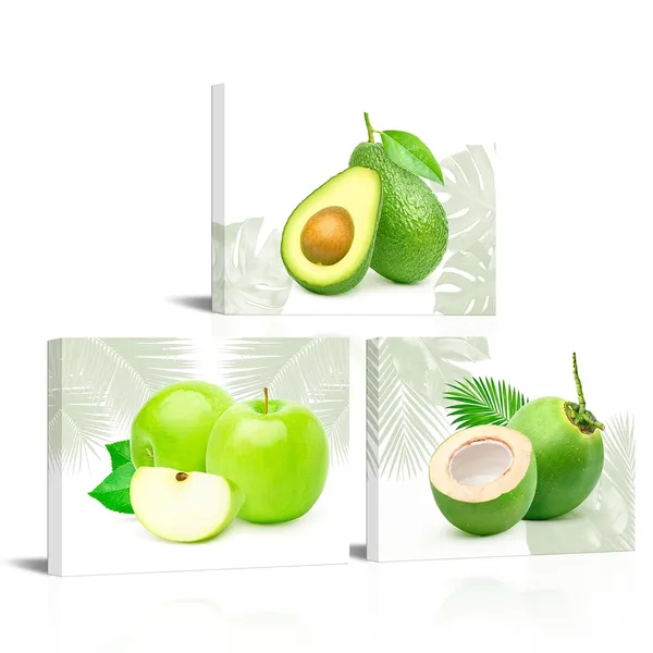 Multicolor_Tropical_Fruit_Wall_Art_Fresh_Fruit_Canvas_Picture_Painting_Green_Apple_Coconut_Avocado_Prints_Hawaii_Kitchen_Bar_Artwork_Wall_Decor_Framed_12"x16"
