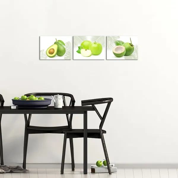 Multicolor_Tropical_Fruit_Wall_Art_Fresh_Fruit_Canvas_Picture_Painting_Green_Apple_Coconut_Avocado_Prints_Hawaii_Kitchen_Bar_Artwork_Wall_Decor_Framed_12"x16"