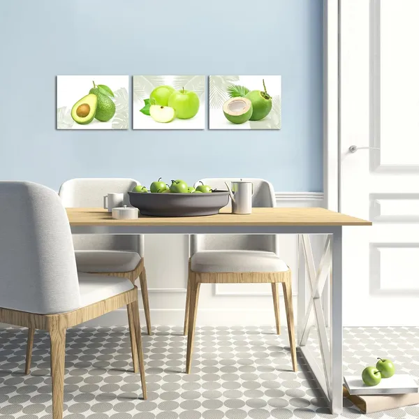 Multicolor_Tropical_Fruit_Wall_Art_Fresh_Fruit_Canvas_Picture_Painting_Green_Apple_Coconut_Avocado_Prints_Hawaii_Kitchen_Bar_Artwork_Wall_Decor_Framed_12"x16"