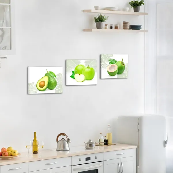 Multicolor_Tropical_Fruit_Wall_Art_Fresh_Fruit_Canvas_Picture_Painting_Green_Apple_Coconut_Avocado_Prints_Hawaii_Kitchen_Bar_Artwork_Wall_Decor_Framed_12"x16"