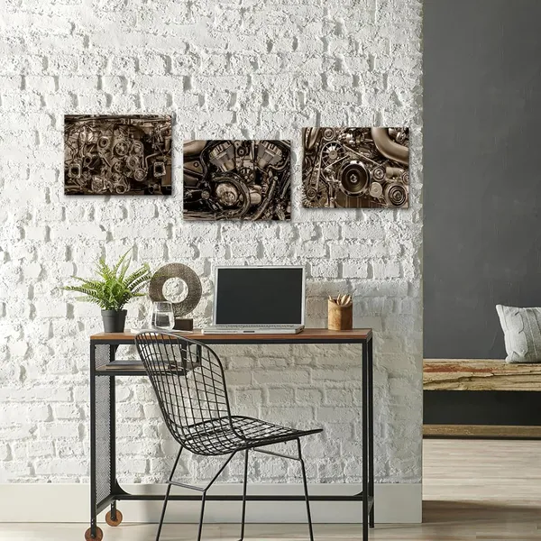 Multicolor_Industrial_Wall_Art_Prints_Steampunk_Canvas_Art_Picture_Sepia_Engine_Gears_Painting_|_For_Men_Cave_Decor_Framed_Small
