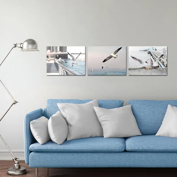 Multicolor_Seagull_Canvas_Wall_Art_Cosatal_Bird_Pictures_Painting_Bathroom_Wall_Decor_Framed_12x16_inch_x3pcs