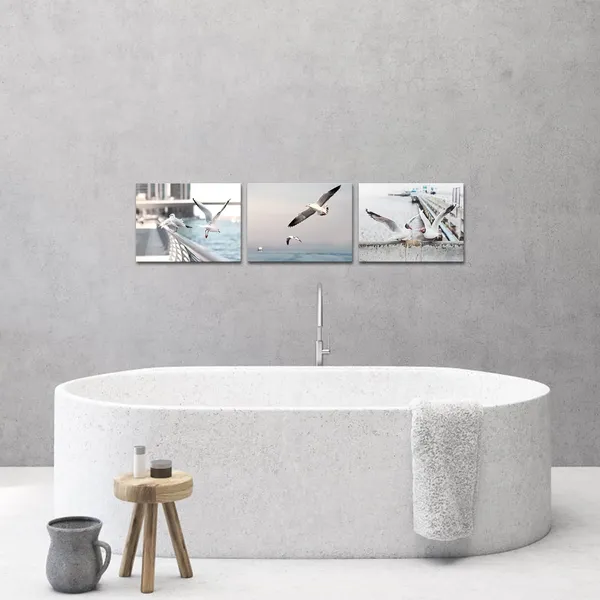 Multicolor_Seagull_Canvas_Wall_Art_Cosatal_Bird_Pictures_Painting_Bathroom_Wall_Decor_Framed_12x16_inch_x3pcs