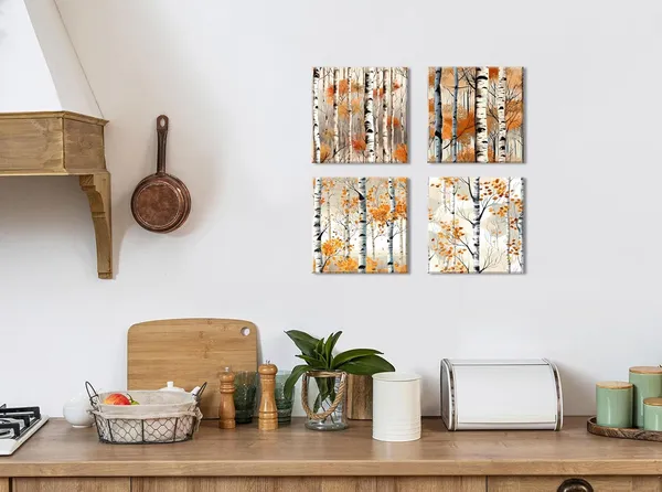Multicolor_White_Birch_Tree_Wall_Art_Fall_|_Forest_Wall_Decor_|_For_Living_Room_Bathroom_Watercolor_Autumn_Landscape_Canvas_Posters_Nature_Scenery_Paintings_Plants_Artwork_|_For_Kitchen_Home_Decoration_12x12"_4Pcs