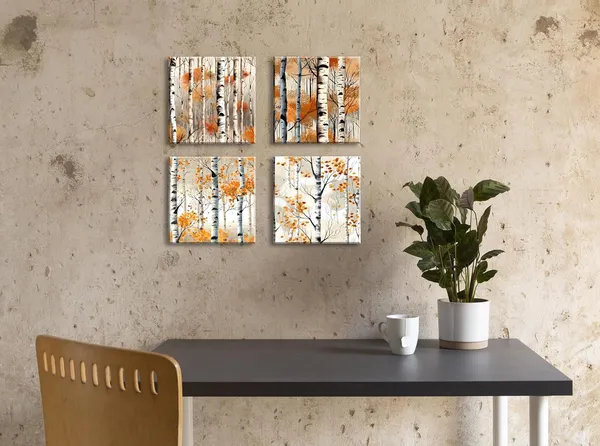 Multicolor_White_Birch_Tree_Wall_Art_Fall_|_Forest_Wall_Decor_|_For_Living_Room_Bathroom_Watercolor_Autumn_Landscape_Canvas_Posters_Nature_Scenery_Paintings_Plants_Artwork_|_For_Kitchen_Home_Decoration_12x12"_4Pcs