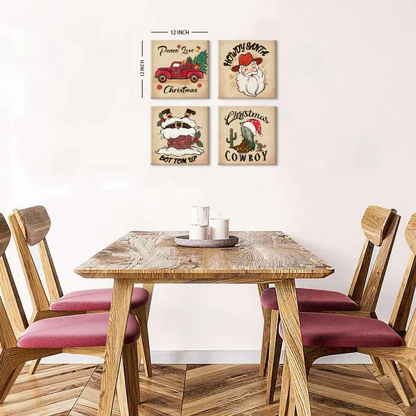 Multicolor_Christmas_Canvas_Wall_Art_Retro_Christmas_Pictures_12x12??Red_Truck_Decor_Funny_Santa_Claus_Tree_Snow_House_Painting_Prints_Posters_Holiday_Decoration_Gifts_|_For_Bedroom_Living_Room_Artwork_4_Pcs