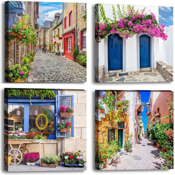Multicolor_Italy_Tuscan_Wall_Art,_Colorful_Nature_Scenic_Framed_Pictures_Canvas_Prints,_Modern_Town_Street_Artwork_Paintings_|_For_Living_Room,_Bedroom,_Office_Wall_Decor