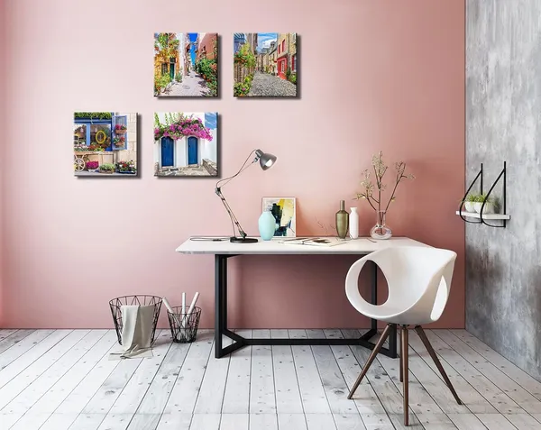 Multicolor_Italy_Tuscan_Wall_Art,_Colorful_Nature_Scenic_Framed_Pictures_Canvas_Prints,_Modern_Town_Street_Artwork_Paintings_|_For_Living_Room,_Bedroom,_Office_Wall_Decor