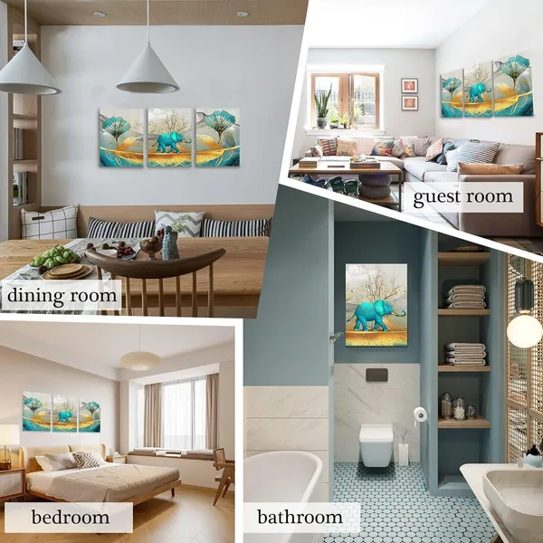 Multicolor_3_Piece_Elephant_Canvas_Wall_Art_|_For_Living_Room_Bathroom_Contemporary_Watercolor_Picture_Wall_Decor_|_For_Bedroom_Dining_Room_Office_Kitchen_Colorful_Prints_Paintings_|_For_Home_Decorations